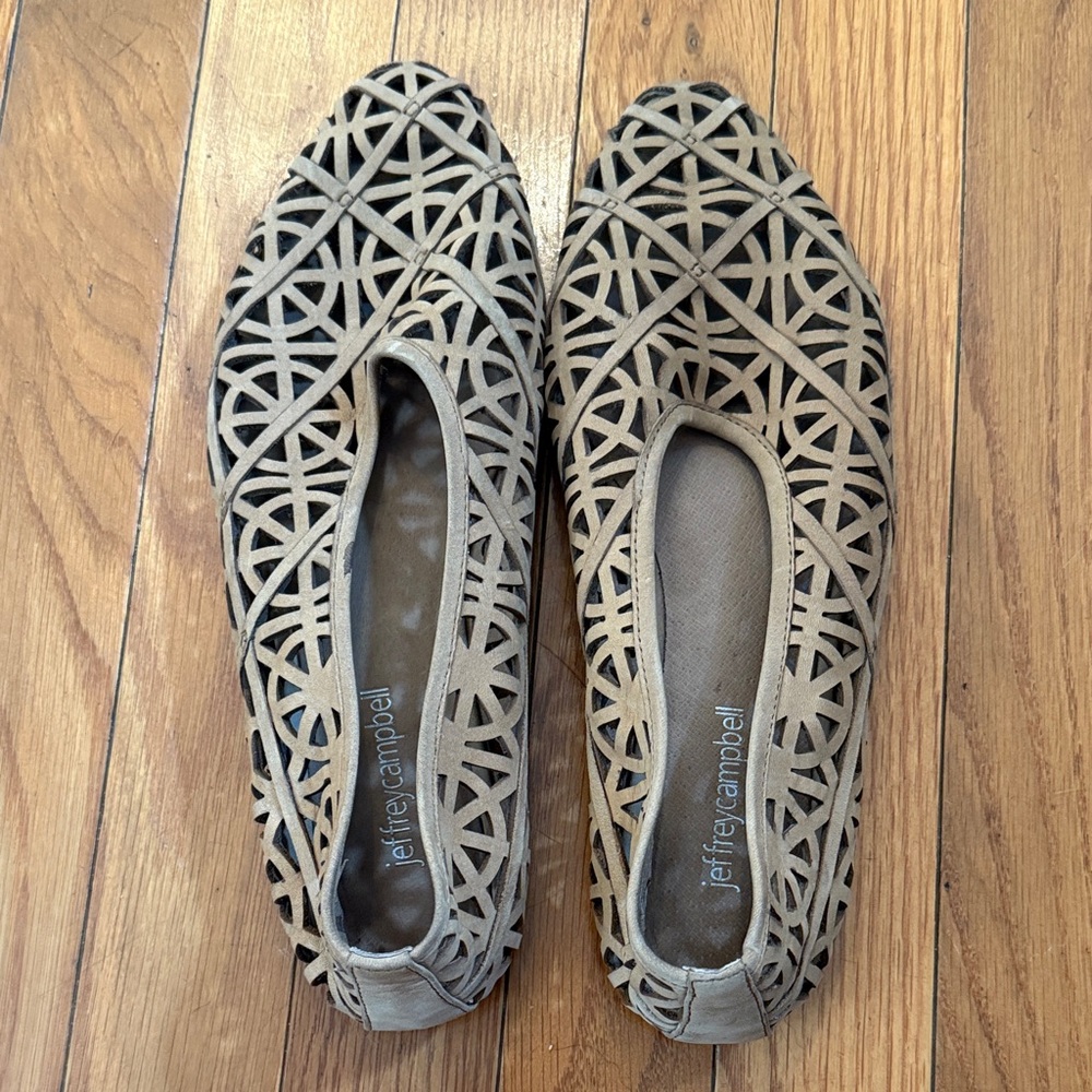 Jeffrey Campbell Geometric Beige and Black Flats